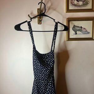 Kimchi Blue Navy Dress with Cream Dot Print